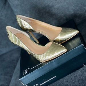 I N C. KenJay Gold Croc Heels